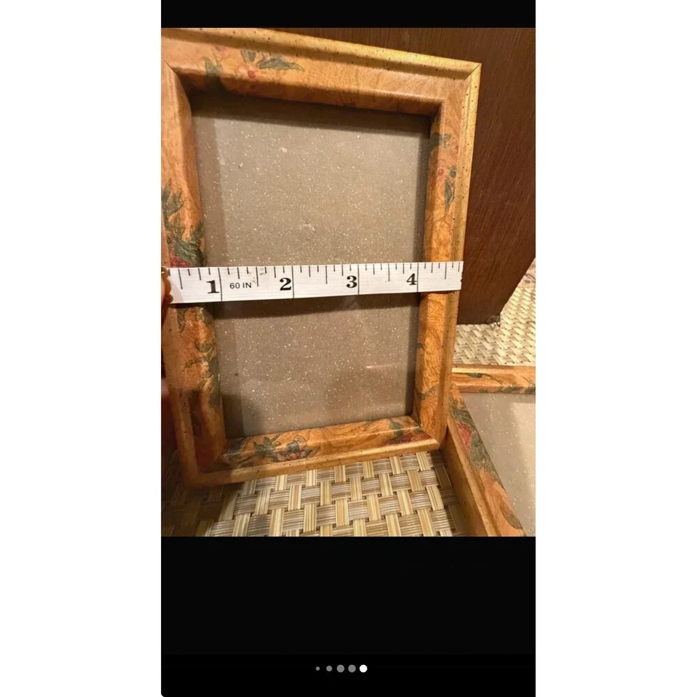 2 Vintage Floral Wooden Picture Frame Set 80s 90s Country Cottagecore Tabletop